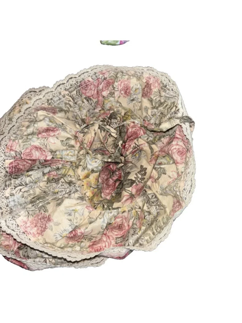 Croscill Floral Neck Roll Pillowcase Ruffled Bolster Cover Vintage Cottagecore